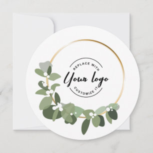 Corporate Custom Logo Green Wreath 2024 Christmas  Holiday Card