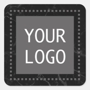 Corporate Custom Logo Modern Dark Marble Square Sticker