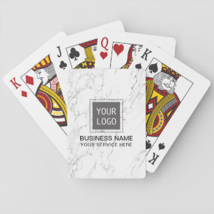 Corporate Custom Logo Modern White Marble Playing Cards