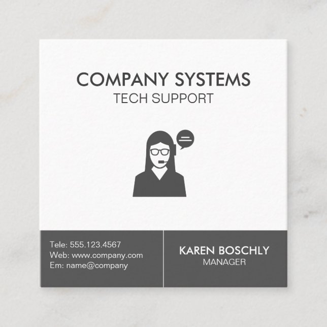Corporate Customer Support with Signature Square Business Card (Front)