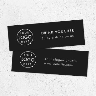 Corporate Drink Voucher   Black Event Logo Card