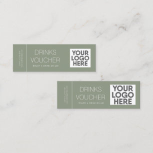 Corporate Drink Voucher Logo Sage Green Mini Card