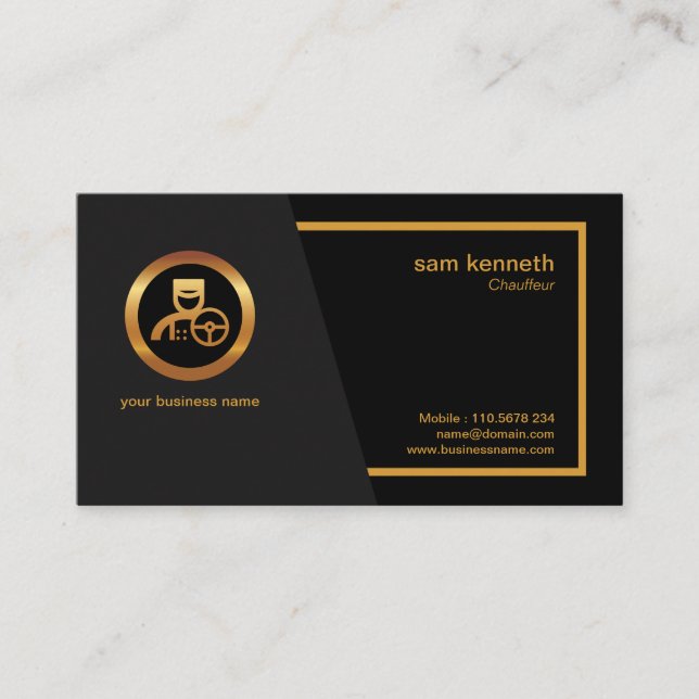 Corporate Elegance Modern Professional Chauffeur Business Card (Front)