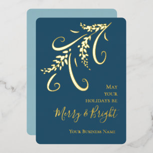 Corporate Elegant Blue Gold Foil Christmas Holiday