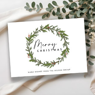 CORPORATE ELEGANT HOLLY BERRY WREATH CHRISTMAS HOLIDAY CARD