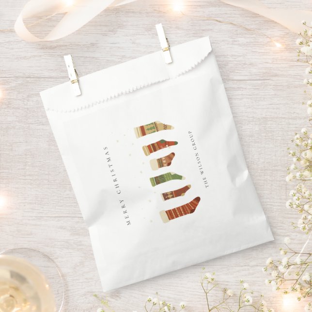 CORPORATE ELEGANT RED GREEN CHRISTMAS STOCKINGS FAVOUR BAG (Clipped)