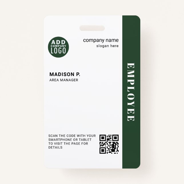 Corporate Employee ID Custom QR Code Badge (Front)