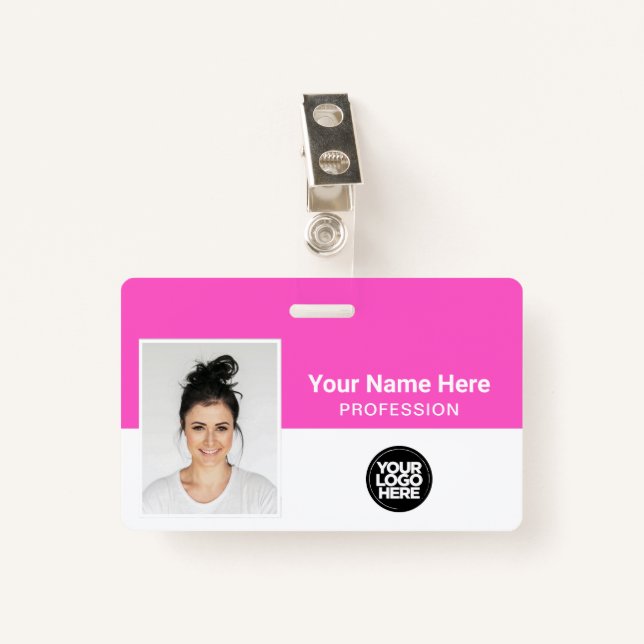 Corporate Employee, Name, Logo, Photo ID Badge (Front with Clip)