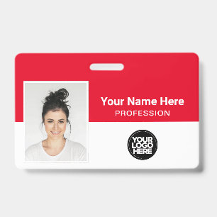 Corporate Employee Name Photo Logo Red Badge