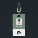 Corporate Employee Photo, Bar Code, Logo, Name Luggage Tag<br><div class="desc">Easily personalize this Custom Employee Name Luggage Tag with Photo, Scan Bar Code and business logo. A simple business design in organic ecofriendly sage green colours fully customizable in front and back sizes, sans-serif basic and modern fonts and a professional and clear look. Perfect as Employee Business Travel Gadgets, Travel...</div>