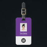Corporate Employee Photo, Bar Code, Logo, Name Luggage Tag<br><div class="desc">Easily personalize this Custom Employee Name Luggage Tag with Photo, Scan Bar Code and business logo. A simple business design in purple and white colours fully customizable in front and back sizes, sans-serif basic and modern fonts and a professional and clear look. Perfect as Employee Business Travel Gadgets, Travel Accessories...</div>