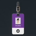 Corporate Employee Photo, Bar Code, Logo, Name Luggage Tag<br><div class="desc">Easily personalize this Custom Employee Name Luggage Tag with Photo, Scan Bar Code and business logo. A simple business design in purple and white colours fully customizable in front and back sizes, sans-serif basic and modern fonts and a professional and clear look. Perfect as Employee Business Travel Gadgets, Travel Accessories...</div>