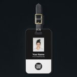Corporate Employee Photo, Bar Code, Logo, Name Luggage Tag<br><div class="desc">Easily personalize this Custom Employee Name Luggage Tag with Photo, Scan Bar Code and business logo. A simple business design in black and white colours fully customizable in front and back sizes, sans-serif basic and modern fonts and a professional and clear look. Perfect as Employee Business Travel Gadgets, Travel Accessories...</div>