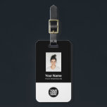 Corporate Employee Photo, Bar Code, Logo, Name Luggage Tag<br><div class="desc">Easily personalize this Custom Employee Name Luggage Tag with Photo, Scan Bar Code and business logo. A simple business design in black and white colours fully customizable in front and back sizes, sans-serif basic and modern fonts and a professional and clear look. Perfect as Employee Business Travel Gadgets, Travel Accessories...</div>