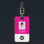Corporate Employee Photo, Bar Code, Logo, Name Luggage Tag<br><div class="desc">Easily personalize this Custom Employee Name Luggage Tag with Photo, Scan Bar Code and business logo. A simple business design in neon pink colours fully customizable in front and back sizes, sans-serif basic and modern fonts and a professional and clear look. Perfect as Employee Business Travel Gadgets, Travel Accessories for...</div>