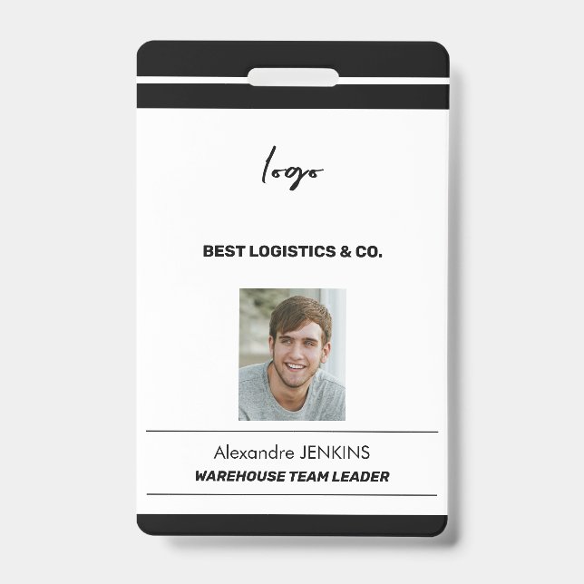 Corporate employee photo name bare code template badge (Front)
