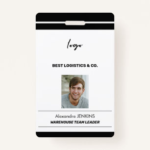 Corporate employee photo name bare code template badge