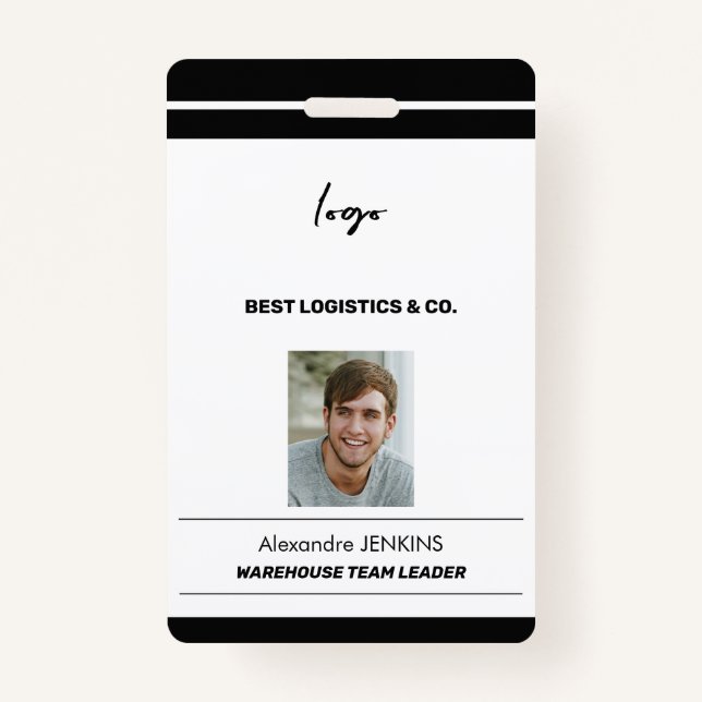 Corporate employee photo name bare code template badge (Front)