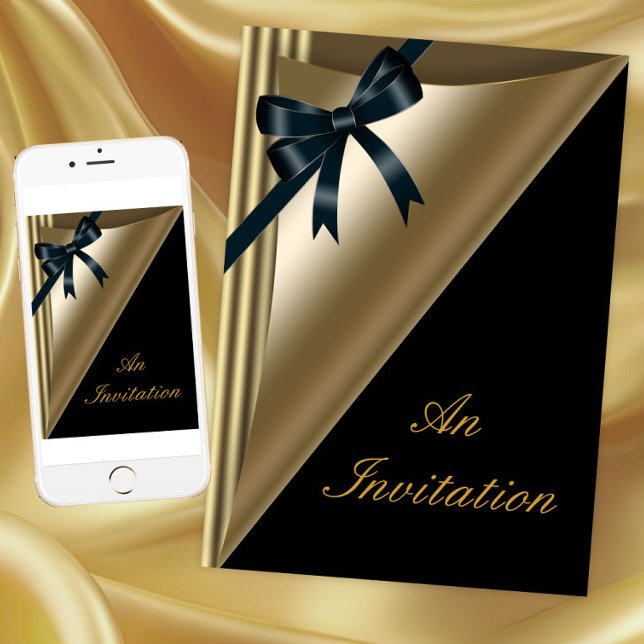 Corporate Event Client Appreciation Invitation (Elegant black and gold corporate and any occasion event invitation. For print and download.)