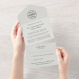 Corporate Event   Grey Modern Minimalist Logo RSVP All In One Invitation