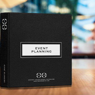 Corporate Event Planning Black Leather Binder