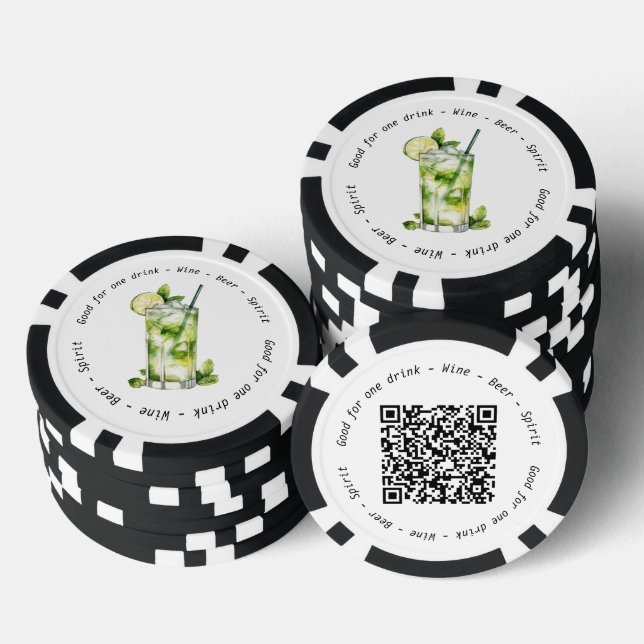 Corporate Event QR Code Mojito Drink Voucher Poker Chips (Stack)