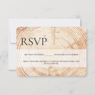 Corporate event Rustic Wood RSVP reserved Seating Card