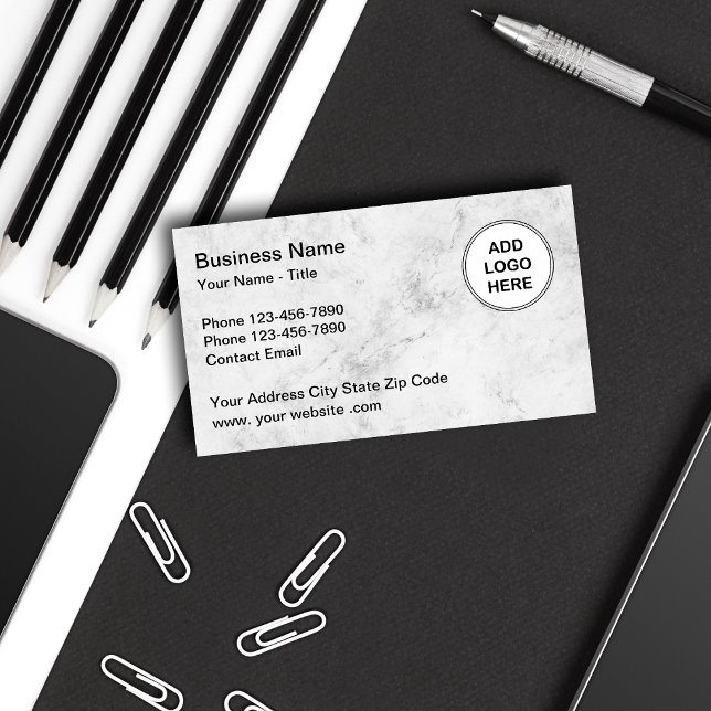 Corporate Executive Add Your Logo Business Cards (Creator Uploaded)
