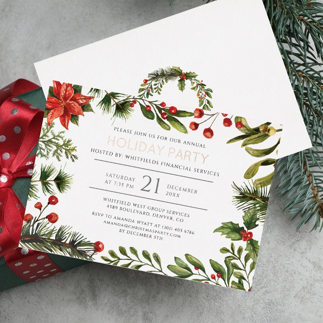 Corporate Festive Christmas Party Rose Gold (Corporate Festive Christmas Party Rose Gold Foil Invitation)
