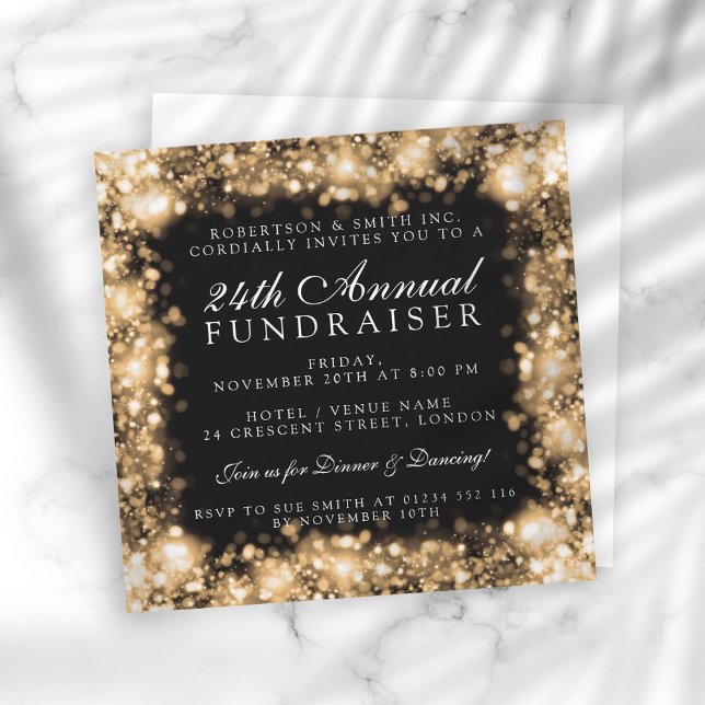 Corporate Fundraiser Gala Party Gold Sparkling Invitation (Creator Uploaded)