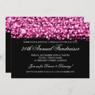 Corporate Fundraiser Gala Party Sparkles Pink Invitation
