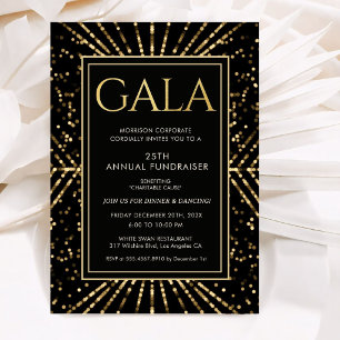Corporate Gala Ball Black Gold Formal Elegant Invitation