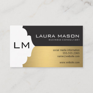 Corporate Gold Black with Monogram Business Card
