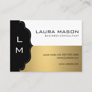Corporate Gold Black with Monogram Business Card