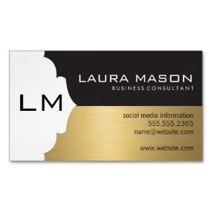 Corporate Gold Black with Monogram Magnetic Business Card
