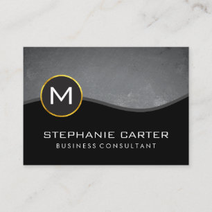 Corporate Gold Trim Monogram and Slate Business Card