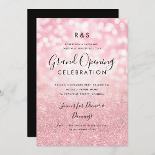 Corporate Grand Opening Rose Gold Glitter & Lights Invitation