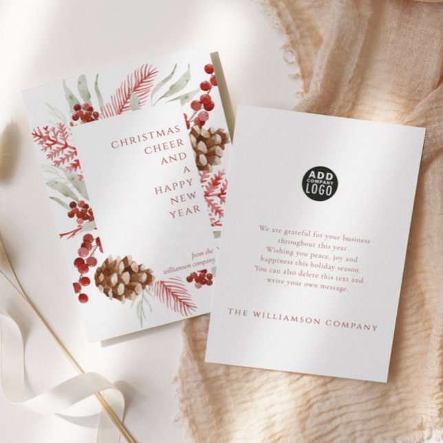 Corporate Greeting Christmas Floral Holiday Card (Creator Uploaded)