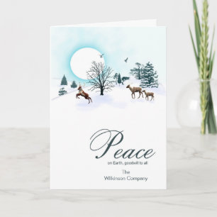 Corporate greetings, Christmas scene with reindeer Holiday Card