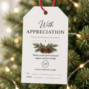 Corporate Holiday Appreciation Pinecones Logo Gift Tags