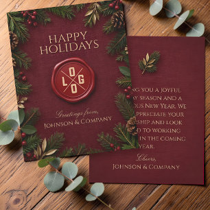 Corporate Holiday Custom Logo Wax Seal Elegant Card