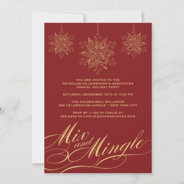 Corporate Holiday Party - Mix & Mingle Ornaments Invitation (Front)