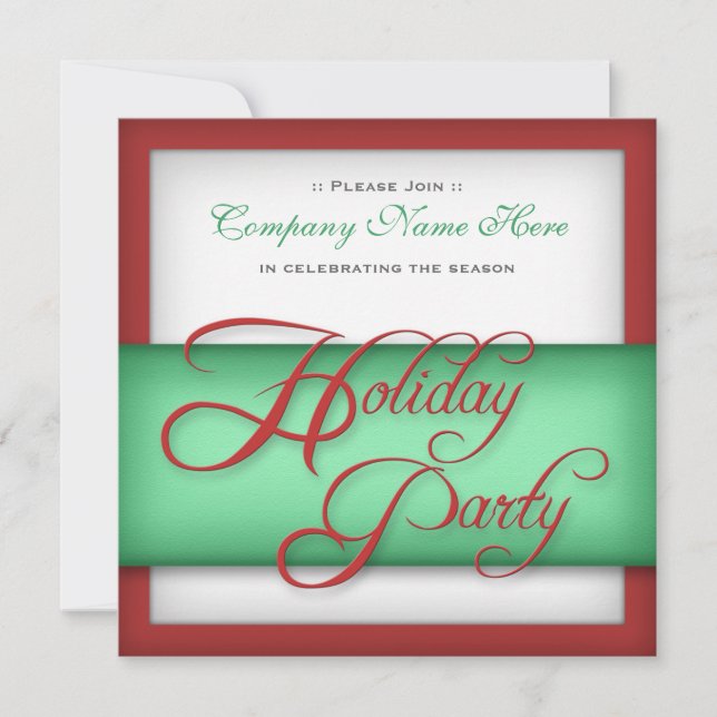 Corporate Holiday Party - Red & Green Invitations (Front)