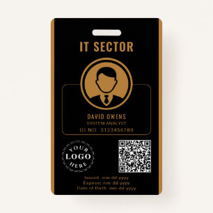 Corporate ID Badge with Photo and QR Code