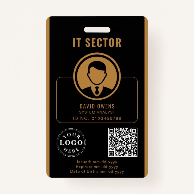 Corporate ID Badge with Photo and QR Code (Front)