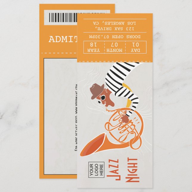 Corporate Jazz Music Night Ticket invitation (Front/Back)