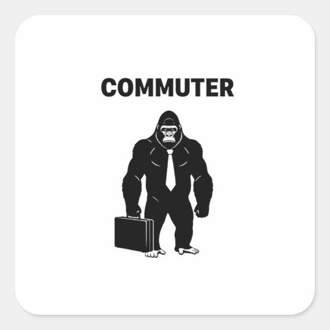 Corporate Jungle: Muscular Gorilla Commuter Square Sticker (Front)