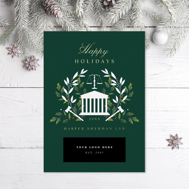 Corporate Law Firm  Foil Green Holiday Card (Creator Uploaded)