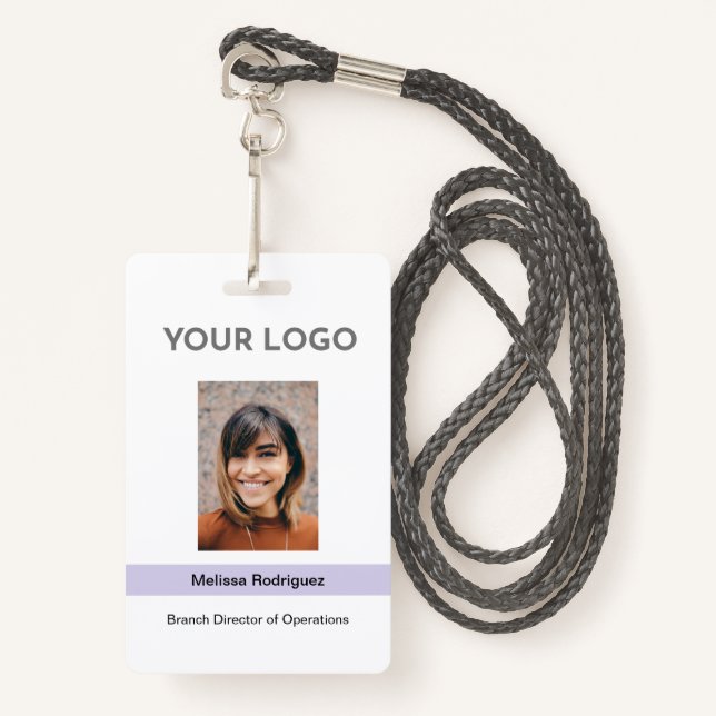Corporate Lilac Employee Photo ID Badge (Front with Lanyard)