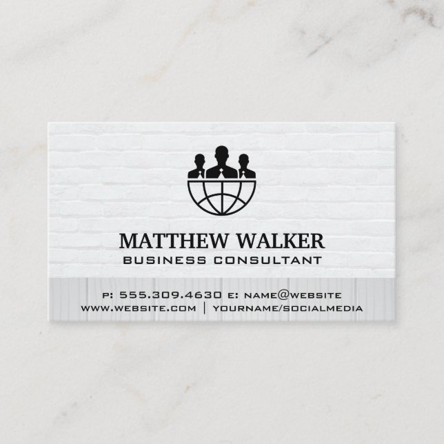 Corporate Logo | Brick Wall Wood Business Card (Front)